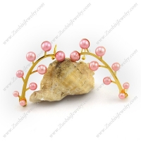 Gold Plating  Earring with Pink Pearls e001148