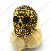 Vintage Black Flower SKull Ring with US Size from 7 to 15 r003015