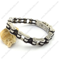11.5MM Wide Black and Silver Bicycle Chain Bracelet b004132