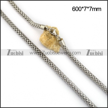 7MM Wide Silver Plated Stainless Steel Net Chain n001099
