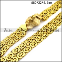 24K Gold Large Stainless Steel Byzatine Chain for Men in 22MM n001144
