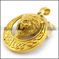 Shiny Gold Stainless Steel Lion Pendant p003294