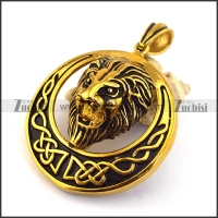 Antique Gold Steel Lion Pendant p003295