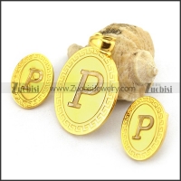 24K Gold P Jewelry Set s001642