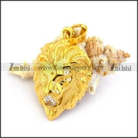 Shiny Gold Plating Lion Head Pendant p003349