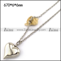 Steel Chain with Large Solid Heart Pendant n001202