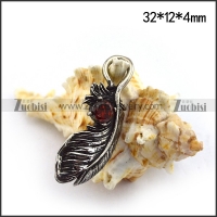 Vintage Feather Charm with Red Rhinestone p003659