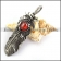 Clear Red Stone Stainless Steel Feather Pendant p003867