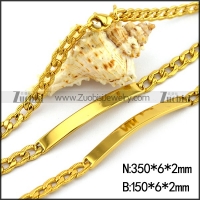 Gold Plating Bar Jewelry Set in Stainless Steel s001808
