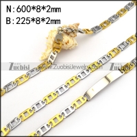 Steel Necklace with ID Bracelet Set s001942