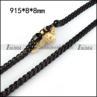 8mm Wide Black Plated Stainless Steel Chain n001350