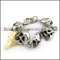 5 Unique Stainless Steel SKull Head Bracelet b005285