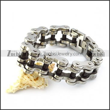 25MM Wide Stainless Steel Bike Link Chain Bracelet with Black Tube b005407
