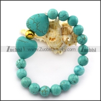 Turquoise Stone Heart Bracelet with 8mm Beads b005439