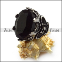 Black Solid Jumbo Stone Skull Ring r004251