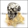 Clear Rhinestone Eyes Skull Ring with Beard r004325