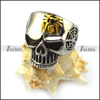 Cobweb Skull Ring with Golden Spider r004529