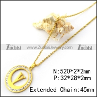 Gold Plating O Link Chain with Intial V Charm n001711