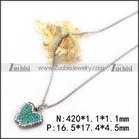 Ball Chain Necklace with Light Blue Butterfly n001738