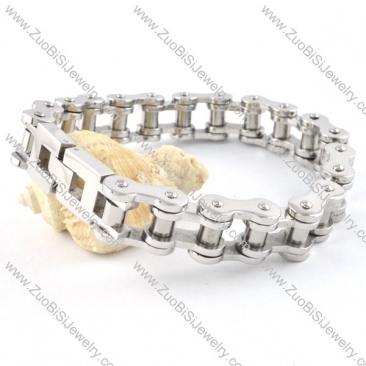 0.58 inch wide Stainless Steel Motorcycle Chain Bracelet - b000356
