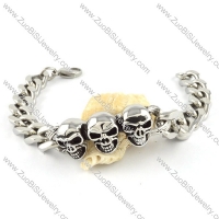 Stainless Steel Skull Biker Bracelet - b000566