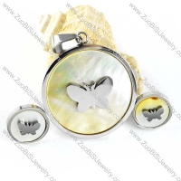 Silver Steel Butterfly jewelry set with shell -s000017