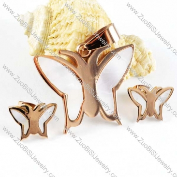 Rose Gold Butterfly jewelry set with Shell -s000019