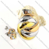 Oval Stainless Steel jewelry set in 3 tones plating -s000021