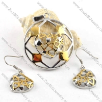 Hollow Round Stainless Steel jewelry set in two tones -s000024