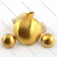 Gold Round Stainless Steel jewelry set-s000028