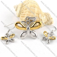 Two Tone Finishing Butterfly Stainless Steel jewelry set -s000029