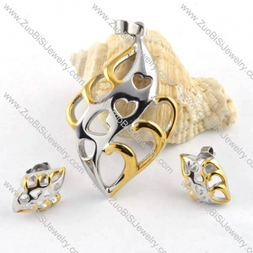 Heat Stainless Steel jewelry set in two Plating colors -s000037