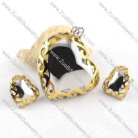 Shiny Heart Stainless Steel jewelry set in Hollowing -s000039