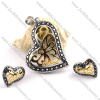 Vintage Heart Stainless Steel jewelry set-s000049