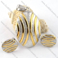 Oval Stainless Steel jewelry set in two Tones -s000058