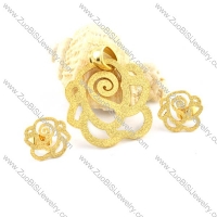 Gold Sand Rose Stainless Steel jewelry set-s000063