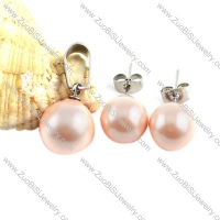 Pink Stainless Steel Pearl jewelry set-s000072