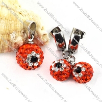 Stainless Steel jewelry set with Red Rhinestone Ball -s000076