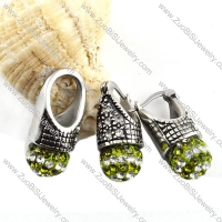 Stainless Steel jewelry set with Clear Green Crystal Ball -s000079