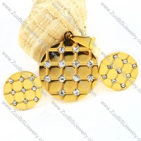 Gold Round Stainless Steel jewelry set-s000083
