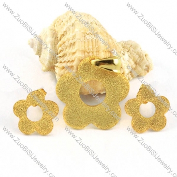 Gold Flower Stainless Steel jewelry set-s000091