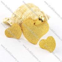 Gold Blasting Heart Stainless Steel jewelry set-s000092