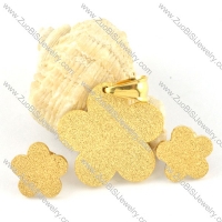 Gold Sand Flower Stainless Steel jewelry set-s000097