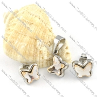 Clear Gold Crystal Butterfly Stainless Steel Jewelry Set -s000113