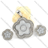 Epoxy White Plum Blossom Stainless Steel jewelry set-s000118