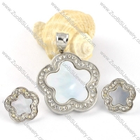 Epoxy Pure White Plum Blossom Stainless Steel jewelry set-s000123
