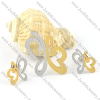 Two Tones Butterfly Stainless Steel jewelry set-s000134