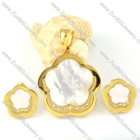 White Shell Plum Blossom Stainless Steel jewelry set-s000135