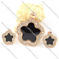Rose Gold Plum Blossom Stainless Steel jewelry set-s000136