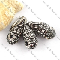 Stainless Steel jewelry set with clear & black Rhinestone Ball -s000140